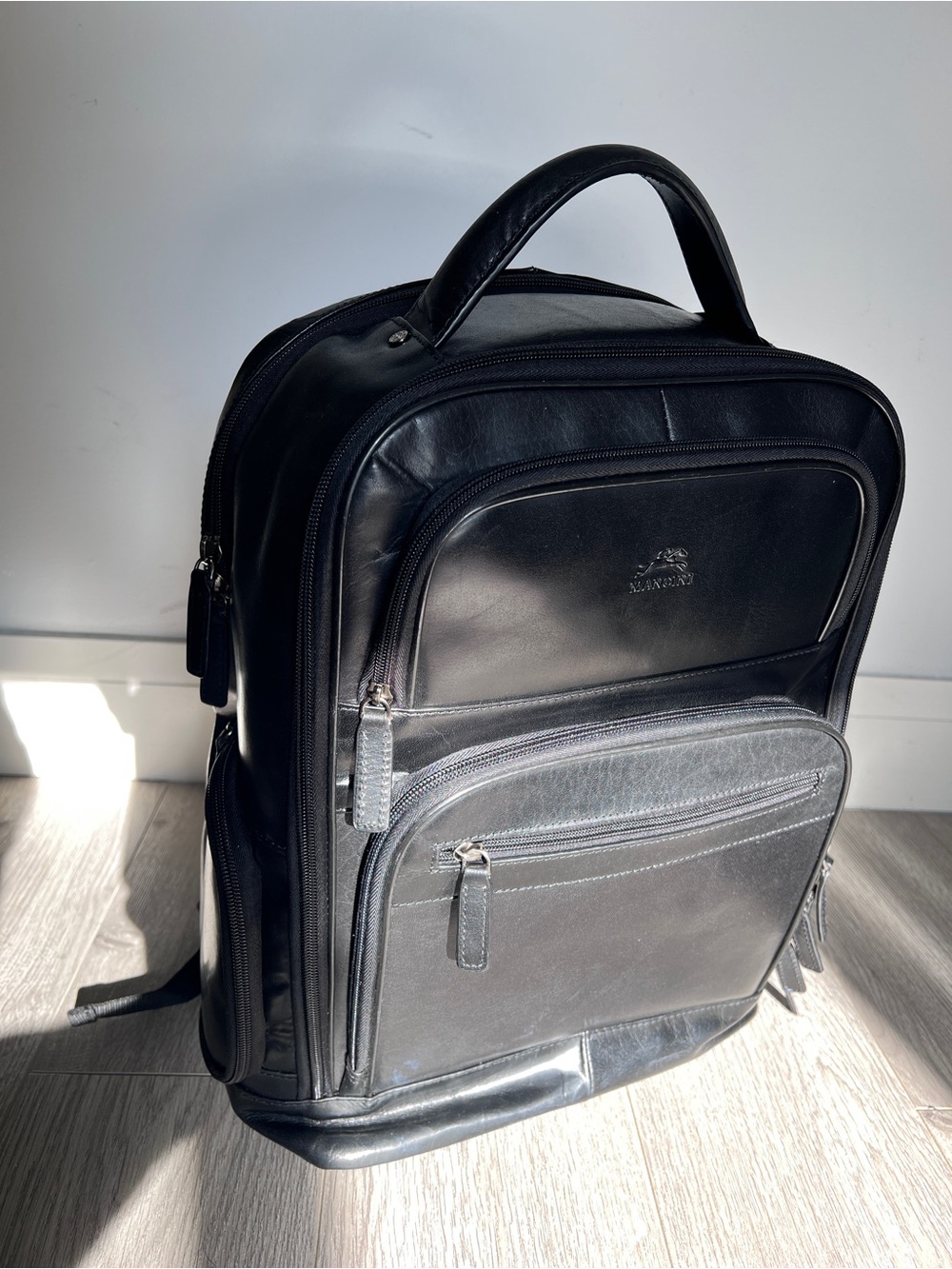 Mancini Buffalo Leather Backpack & Wallet Set — Used in Good Condition